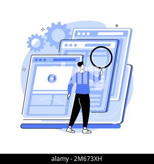 Illustration du vecteur de concept abstrait de l'optimisation de copie. Service d'optimisation de copie, onglet de la barre de menus, site Web de l'entreprise, développement de pages Web, conception d'interface utilisateur, SEO Illustration de Vecteur