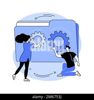 Illustration du vecteur de concept abstrait de partage de travaux. Emploi à temps partiel, partage d'un poste, horaire de travail alternatif, emploi collaboratif, division de Illustration de Vecteur