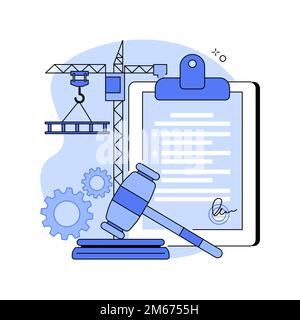 Illustration du vecteur de concept abstrait du permis de construire. Approbation officielle, service de l'entrepreneur, projet de rénovation de la propriété, plan de la maison, application Illustration de Vecteur