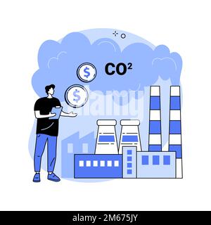 Illustration vectorielle abstraite du concept de crédit de taxe carbone.Émission de gaz à effet de serre, impôt sur le revenu et déclaration de prestations en ligne, droit de l'État, économies budgétaires, fami Illustration de Vecteur