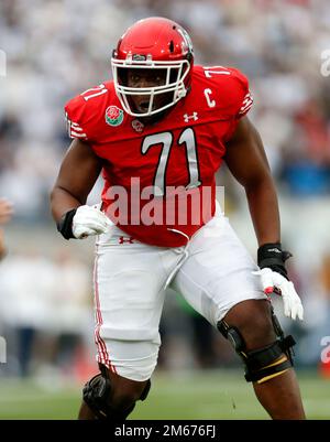 02 janvier 2023. Braeden Daniels, un joueur offensant de l'Utah Utes (71) lors du match du Rose Bowl de 2023 entre les Utah Utes et les Ohio State Buckees au Rose Bowl Stadium de Pasadena, en Californie. John Green/CSM Banque D'Images