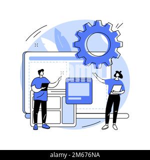 Développement de site web résumé concept illustration vectorielle. Programmation de pages Web, activité de déploiement de logiciels, mise en page de sites Web, développement frontal, ba Illustration de Vecteur