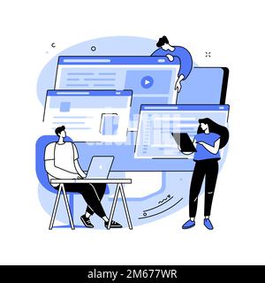 Illustration vectorielle de concept abstrait de développement Web. Architecture de site Web, société de développement Web, codage d'application, conception d'interface utilisateur et d'interface utilisateur, application mobile Illustration de Vecteur