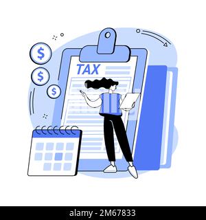 Illustration du vecteur de concept abstrait de l'année d'imposition. Calcul de l'impôt sur les sociétés, service comptable, exercice, préparation de documents, planification des paiements, annu Illustration de Vecteur