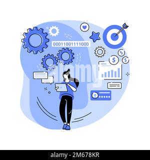 Illustration abstraite de vecteur de concept des outils marketing alimentés par l'IA. Recherche basée sur l'IA, automatisation des outils de marketing, recherche de commerce électronique, recommandation du client Illustration de Vecteur