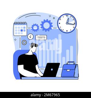 Illustration du vecteur de concept abstrait du système de suivi du temps et de la présence. Horloge de suivi du temps de présence, système interactif, application de gestion, employé Illustration de Vecteur