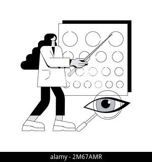 Illustration du vecteur de concept abstrait du tramage de vision. Service de test de vision, prescription de lunettes, diagnostic de troubles oculaires, test d'acuité, voiture primaire Illustration de Vecteur