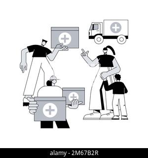 Illustration du vecteur du concept abstrait de l'aide humanitaire. Assistance matérielle dans le domaine de la santé, aide indépendante, service humanitaire, dons caritatifs, aide Illustration de Vecteur