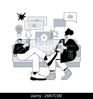 Illustration abstraite du vecteur de concept de la génération du millénaire. Génération y, médias numériques natifs et sociaux, communication en ligne, vivre avec les parents, développement de carrière Illustration de Vecteur