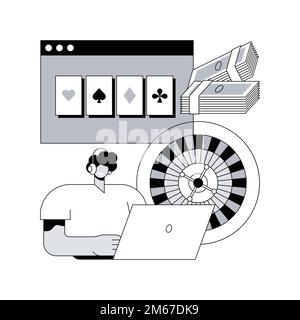 Illustration vectorielle abstraite de concept de poker en ligne. Poker numérique, club de jeux d'argent sur Internet, salles de casino en ligne, jeu d'argent réel, joueur professionnel, Illustration de Vecteur
