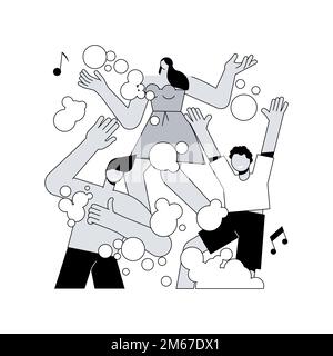 Illustration vectorielle de concept abstrait de fête en mousse. Danse en bubles et suds, divertissement de fête en mousse, tee-shirts mouillés, maillots de bain, piste de danse, fest Illustration de Vecteur