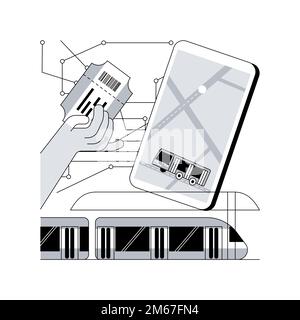 Illustration vectorielle du concept abstrait du transport régional. Passenger Pass, logistique régionale, billetterie, bus publics, gare ferroviaire, transport n Illustration de Vecteur