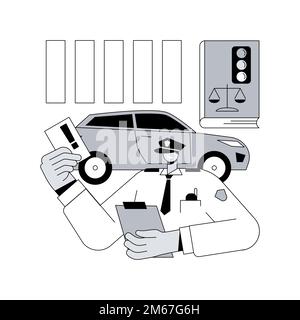 Illustration du vecteur de concept abstrait du code de la route. Code de circulation, respecter les lois et règlements, permis de conduire, règles de circulation des véhicules, sécurité routière, viol Illustration de Vecteur