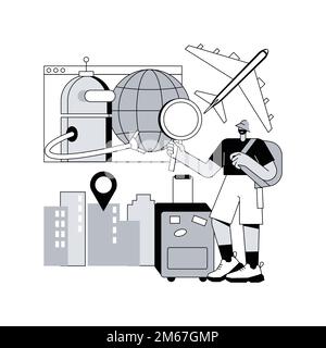 Illustration vectorielle abstraite de concept ai dans les voyages et les transports. Intelligence artificielle dans les transports, recommandations de voyage ai, livre intelligent Illustration de Vecteur