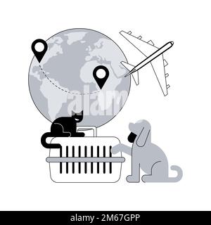 Transport des animaux concept abstrait illustration vectorielle. Transport d'animaux, à l'intérieur d'une cage en plastique, chevaux en transit, remorque de camion à la campagne, flo Illustration de Vecteur