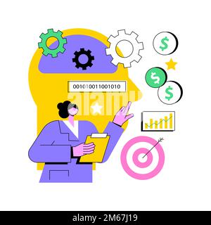 Illustration abstraite de vecteur de concept des outils marketing alimentés par l'IA. Recherche basée sur l'IA, automatisation des outils de marketing, recherche de commerce électronique, recommandation du client Illustration de Vecteur