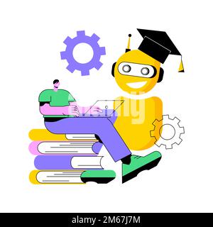 Illustration vectorielle de concept abstrait d'auto-apprentissage de Chatbot. Capacité de Chatbot, assistants virtuels, développement logiciel de chat ai, auto-apprentissage machine, Illustration de Vecteur