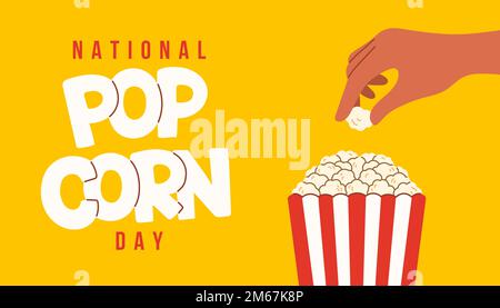 Fond national de conception de jour de pop-corn. Arrière-plan abstrait. 19 janvier. Affiche, bannière, carte, arrière-plan. SPE 10. Illustration de Vecteur