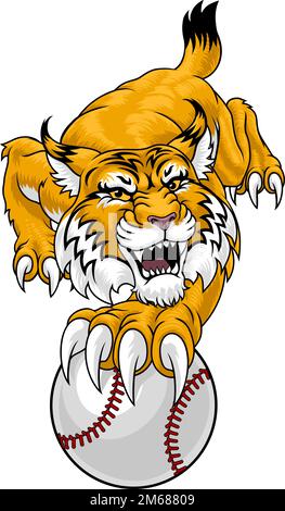 Wildcat Bobcat Baseball Animal Team Mascot Illustration de Vecteur