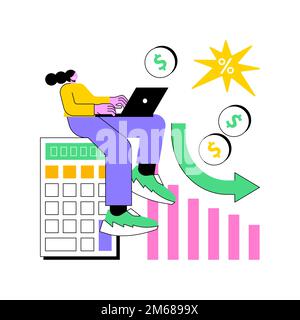Illustration du vecteur de concept abstrait de calcul de perte. Formule de la perte de profit, service comptable, calcul des pertes matérielles, paiement des impôts, calcul e Illustration de Vecteur