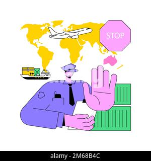 Illustration du vecteur de concept abstrait de la réglementation de l'embargo. Sanctions internationales, importations et exportations limitées, interdiction de transactions, interdiction de comptes bancaires, finances Illustration de Vecteur