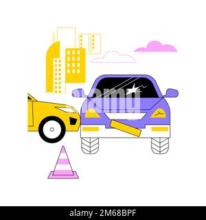 Illustration du vecteur de concept abstrait accident de la circulation. Rapport d'accident de la route, violation du code de la route, enquête sur un accident de voiture unique, statistiques sur les blessures Illustration de Vecteur