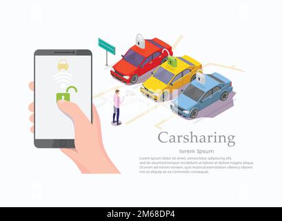 Modèle de bannière Web de vecteur de service de partage de voiture Illustration de Vecteur