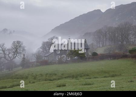 Petits cottages dans le village de Little Langdale, dans le parc national du lac distrcit Banque D'Images