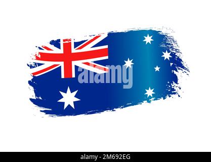 Drapeau de grunge d'Australie fabriqué en pinceau texturé. Drapeau patriotique isolé sur fond blanc pour l'Australie, 26 janvier. Bannière vectorielle Illustration de Vecteur