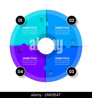 Modèle d'infographie avec icônes et 4 options ou étapes. Cercle. Peut être utilisé pour la mise en page de flux de travail, le diagramme, la bannière, la conception Web. Illustration vectorielle Illustration de Vecteur