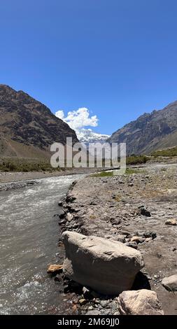 Embase el Yeso, Cajon del Maipo, Chili Banque D'Images