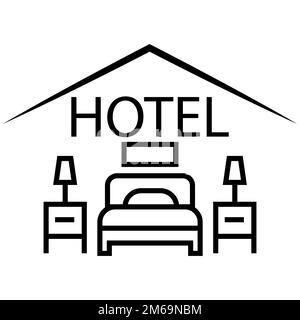 Hôtel icône vecteur, chambre tourisme bâtiment de vacances, pictogramme illustration voyage Illustration de Vecteur