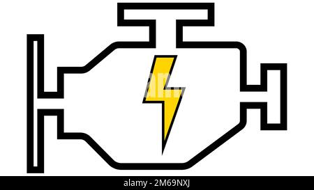 Vérifiez l'icône du témoin du moteur, le logo du véhicule à moteur à huile, le symbole du moteur Illustration de Vecteur