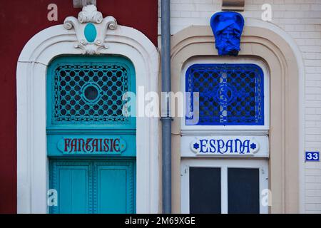 Détail Jugendstilfassade, Mers les bains, Picardie, France Banque D'Images
