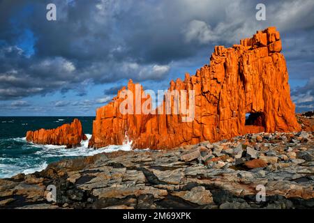 Porphyre rochers Arbatax, Sardaigne, Italie Banque D'Images