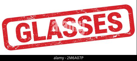 Le texte DES LUNETTES est inscrit sur l'enseigne rouge rectangulaire. Banque D'Images