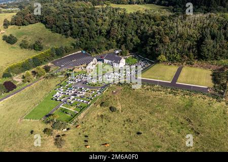 Vue aérienne de St. Aidans à Magilligan en Irlande du Nord, Royaume-Uni. Banque D'Images