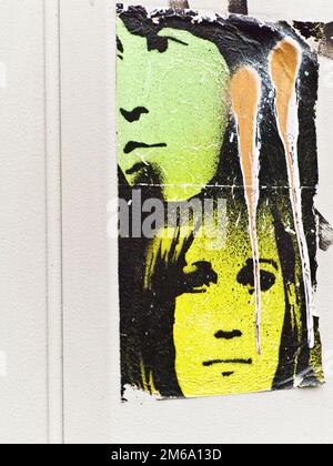 Gudrun ensslin, ulrike meinhof, stencil graffito Banque D'Images