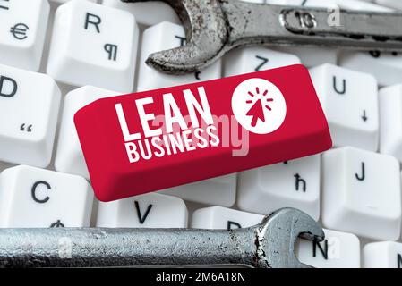 Légende présentant Lean Business. L'entreprise met en évidence l'amélioration de la réduction des déchets sans sacrifier la productivité Banque D'Images