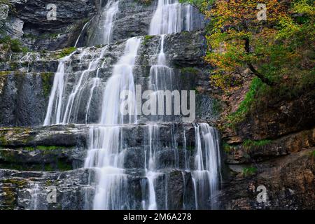 Herisson Wasserfall, Franche-Comté, Jura, France Banque D'Images