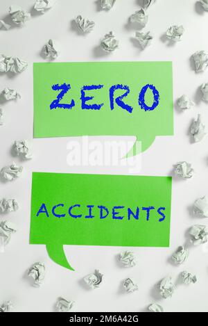 Signe écrit à la main zéro accident. Mot pour une stratégie importante de prévention des accidents du travail Banque D'Images