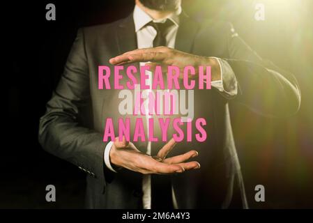 Affiche textuelle indiquant la recherche et l'analyse. Photo conceptuelle réflexion stratégique et prise de décision existante ou nouvelle Banque D'Images