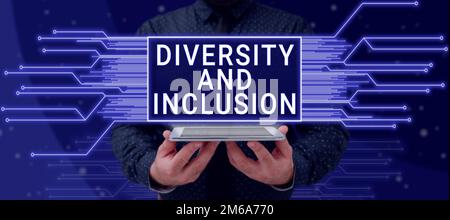 Affichage conceptuel diversité et inclusion. La gamme Business Showcase Human Difference inclut la race ethnicité sexe Banque D'Images