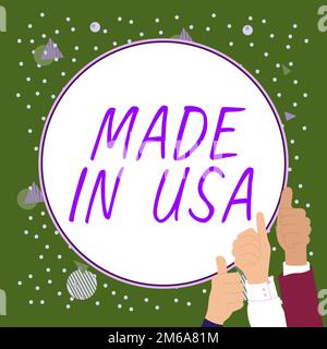 Texte écrit aux États-Unis. Mot pour la marque américaine États-Unis produit local fabriqué Banque D'Images