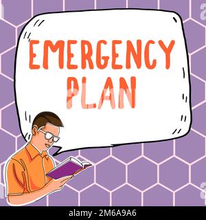 Légende du texte présentant le plan d'urgence, mot pour les procédures d'intervention en cas d'urgence majeure être préparé Banque D'Images