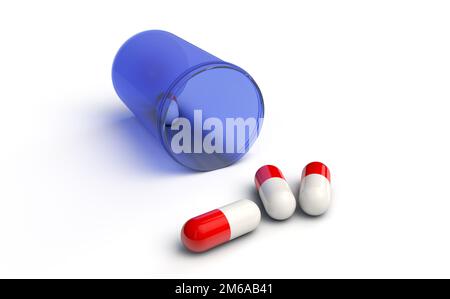 Capsules déversées d'un récipient Banque D'Images