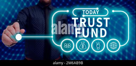 Fonds fiduciaire d'affichage conceptuel. Aperçu de l'entreprise argent qui est détenu par les fiduciaires pour les bénéficiaires Banque D'Images