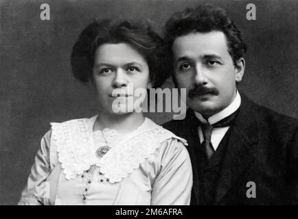 Portrait d'Albert Einstein. Amélioration numérique d'une image de domaine public Banque D'Images