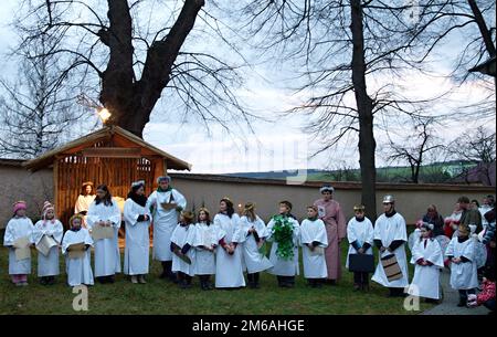 Scène de nativité en direct Banque D'Images