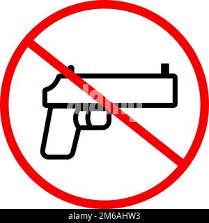 Pas de signe de canon. Lois et règlements sur les armes à feu. Utilisation du pistolet interdite. Vecteur modifiable. Illustration de Vecteur